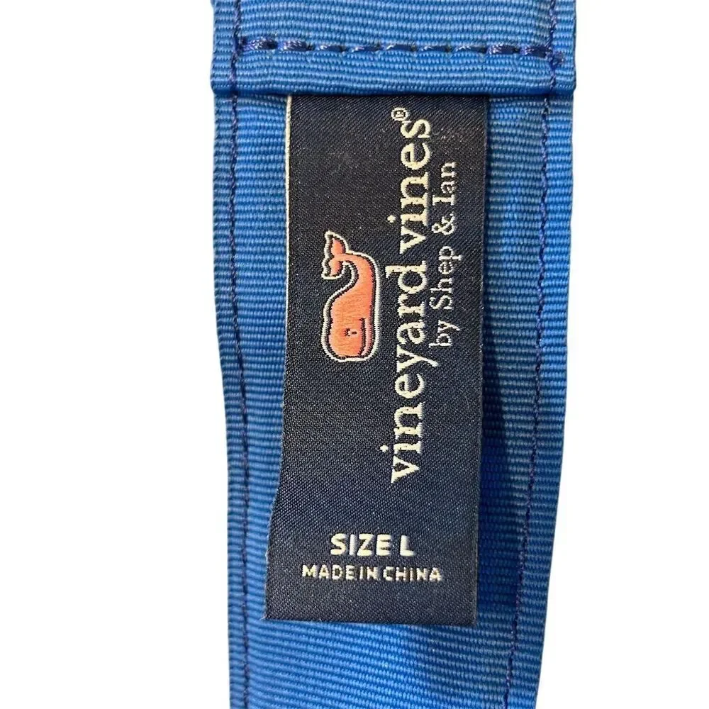 Vineyard Vines Men's Blue Fish Printed D-Ring Belt Size L 48‎ inches long